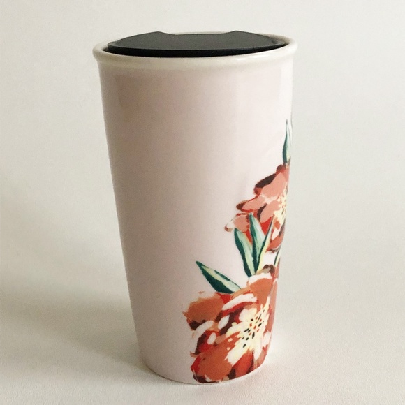 2015 Starbucks Floral Red Flowers Ceramic Travel Cup Tumbler 10oz Dot Collection - Picture 4 of 12